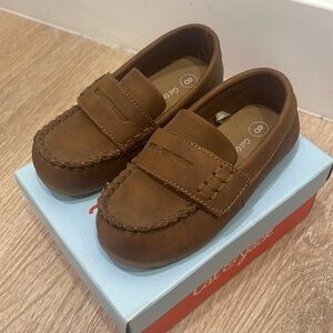 Cat & Jack Size 8 Toddler Boy Loafers Brown Tan Holiday Christmas  Dress Shoes